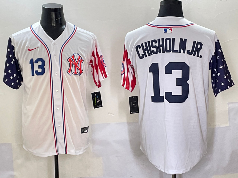Men 2025  MLB New York Yankees #13 Chisholm Jr white jersey style 13